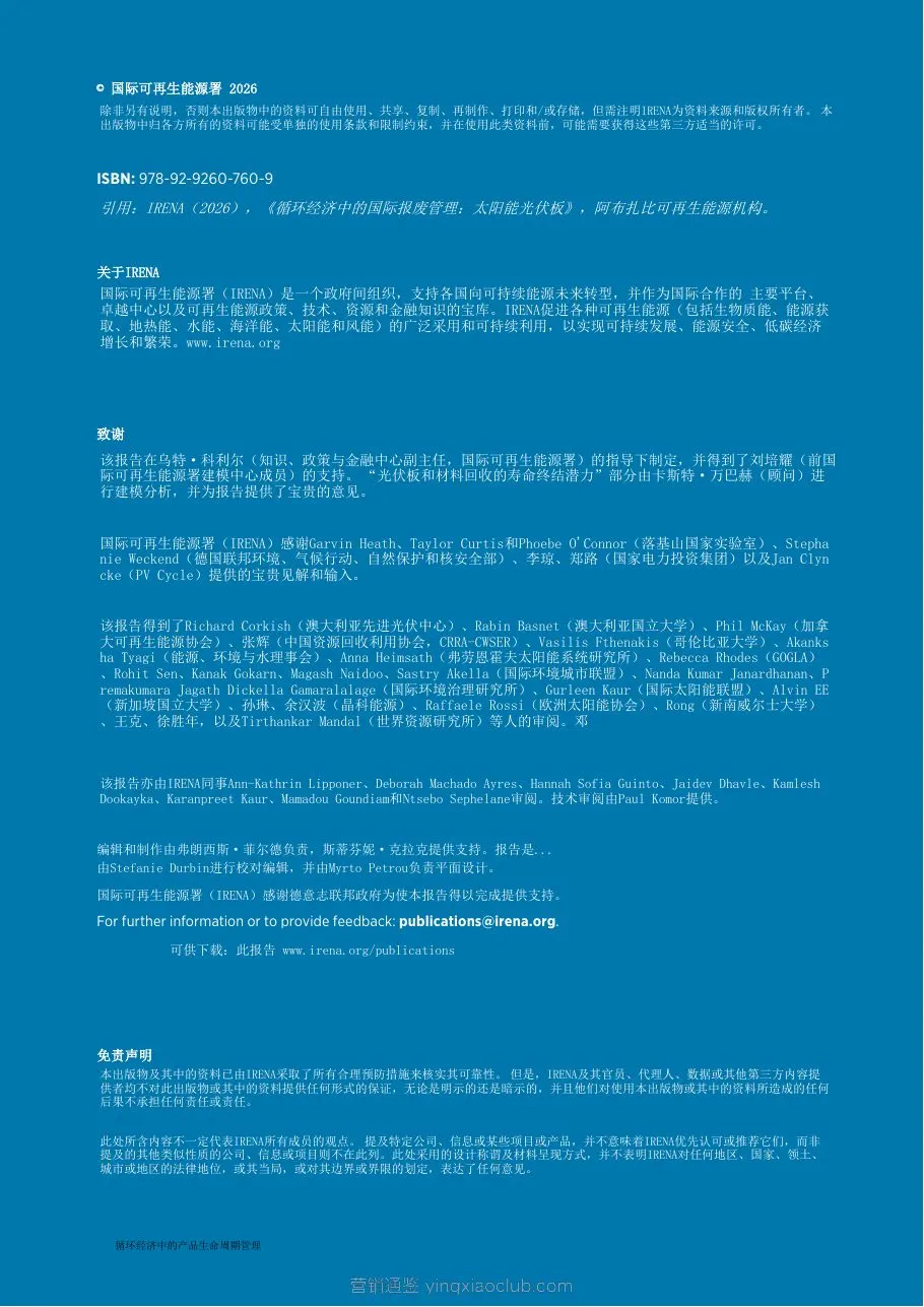 国际可再生能源署-太阳能光伏板行业:循环经济下光伏组件生命周期末端管理(英译中) 第 2 页