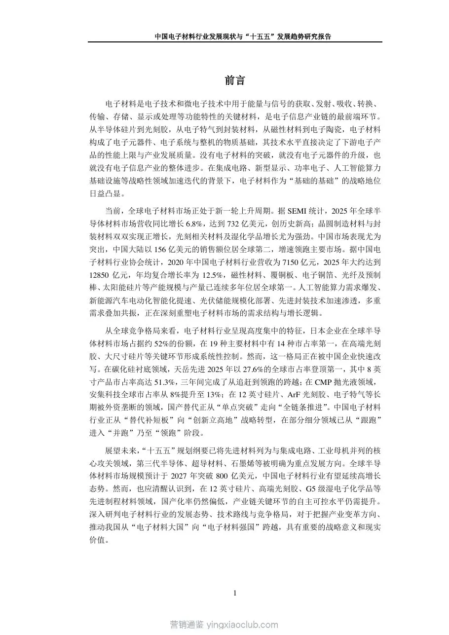 九思行研-中国电子材料行业发展现状与“十五五”发展趋势研究报告 第 2 页